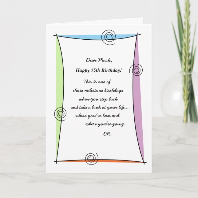 Carte Profitez du moment 55e anniversaire (Devant)