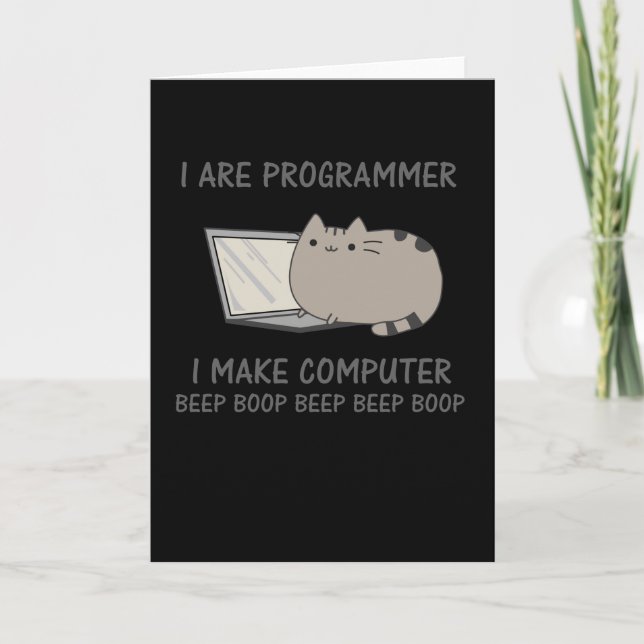 Carte Programmer Funny Chat Ordinateur Nerd (Devant)