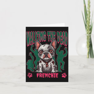 Carte Promenade du bouledogue français mort zombie Hallo