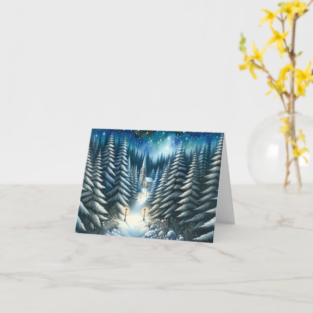 Carte Promenade hivernale neige (Fleur jaune)