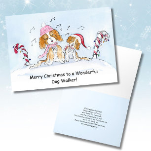 Carte Promeneur de chiens Joyeux Noël Chiens CKCS