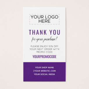 Carte Promo Code Personnalisée Violet