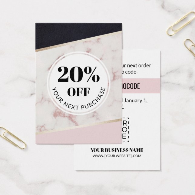 Carte Promo Code Rose Noir Couleur Bloc Carte de r (Bureau)