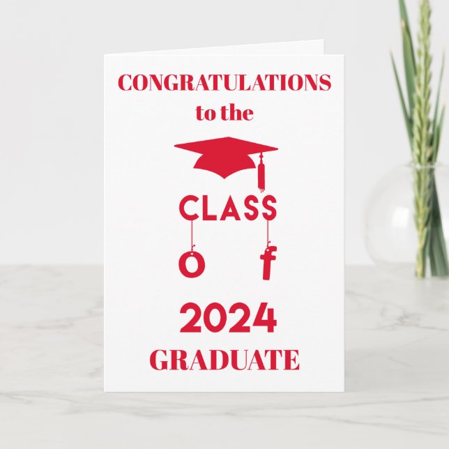Carte Promotion 2024 - Félicitations Diplômé - Rouge (Devant)