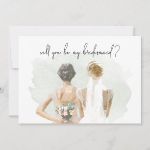 Carte Proposition Bridesmaid Aquarelle verte