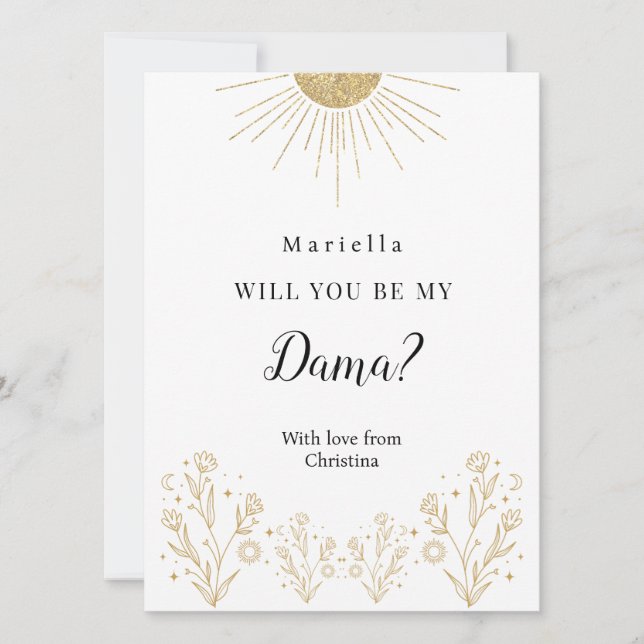 Carte Proposition de Dama Céleste pour Quinceañera Court (Devant)