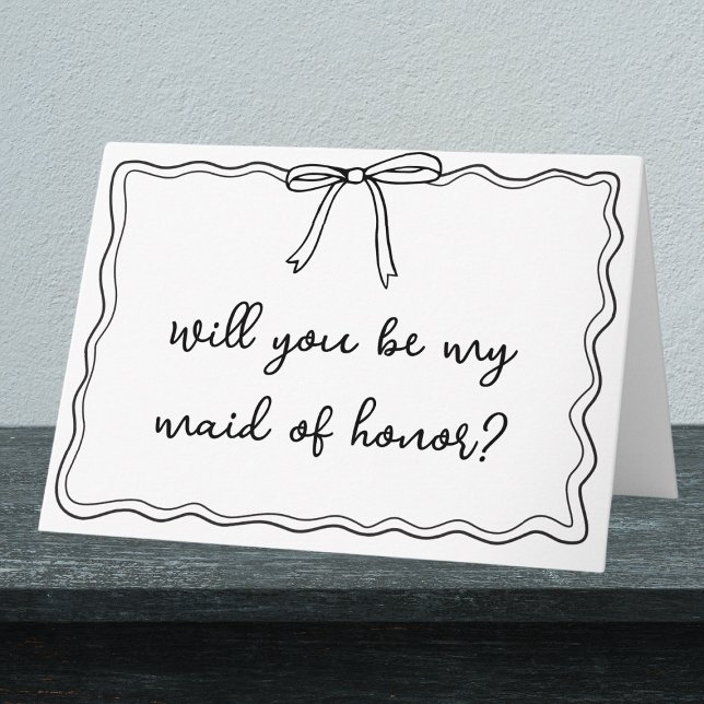 Carte Proposition de la servante d'honneur tirée à la ma (Make your bridesmaid proposal unforgettable with a charming, minimalist bow design.)