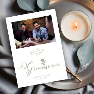 Carte Proposition de photo amusante Gris Mariage Groomsm