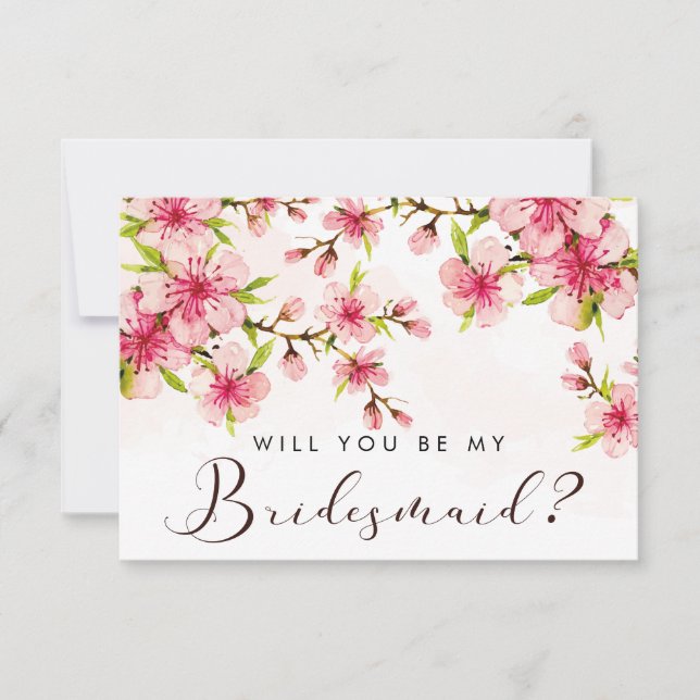 Carte Proposition Élégante de Bridesmaid en fleur de cer (Devant)