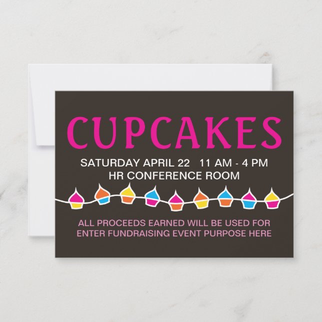 Carte prospectus de traite de vente de cupcake (Devant)