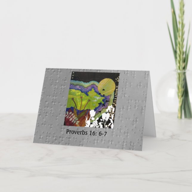 Carte Proverbes 16 : 6-7 illustrés en braille (Devant)