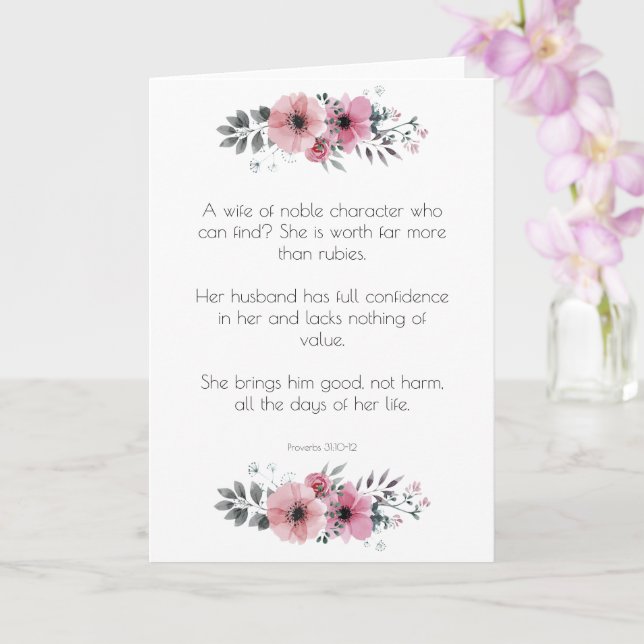 Carte Proverbes 31 Versets de la Bible avec fleurs roses (Orchidée)