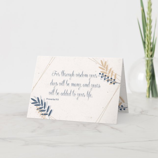 Carte Proverbes 911 Bible Verse Blue and Gold Birthday (Devant)