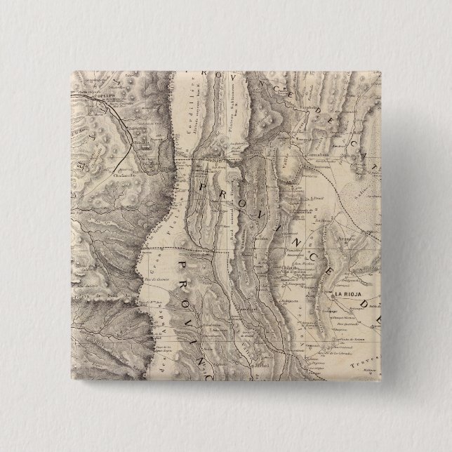Carte, provinces de La Rioja San Juan 2 Inch Square Button (Front)