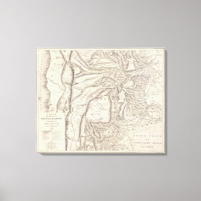 Carte, provinces of Salta in Jujuy Canvas Print (Front)