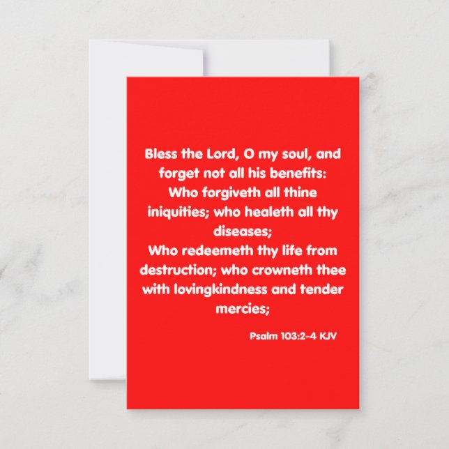 Carte Psaume 103:2-4 KJV Bible Scripture Salutation (Devant)