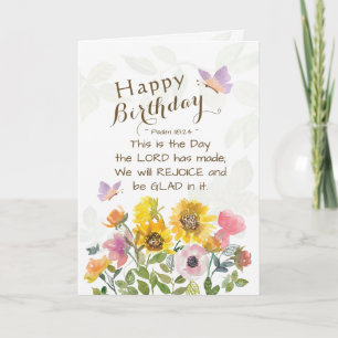 Carte Psaume 118:24 C'est le jour Fleurs d'anniversaire