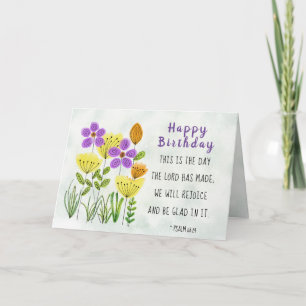 Carte Psaume 118:24 Jolies fleurs d'aquarelle Anniversai