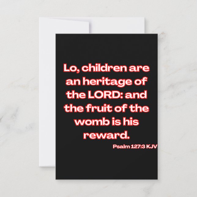 Carte Psaume 127:3 KJV Bible Écriture Salutation (Devant)