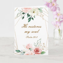 Psaume 23:3 Il rétablit mon âme Bible Verse & Rose