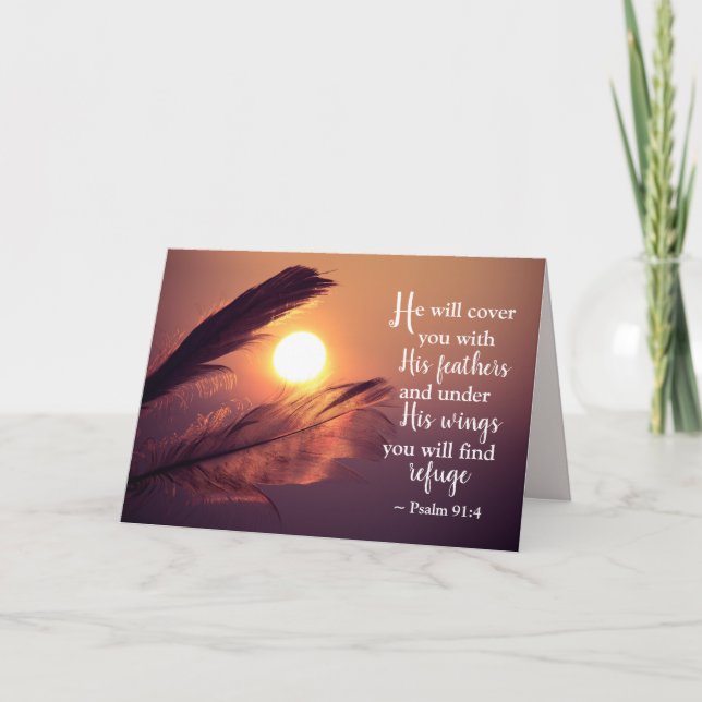 Carte Psaume 91:4 Il vous couvrira de ses plumes (Devant)