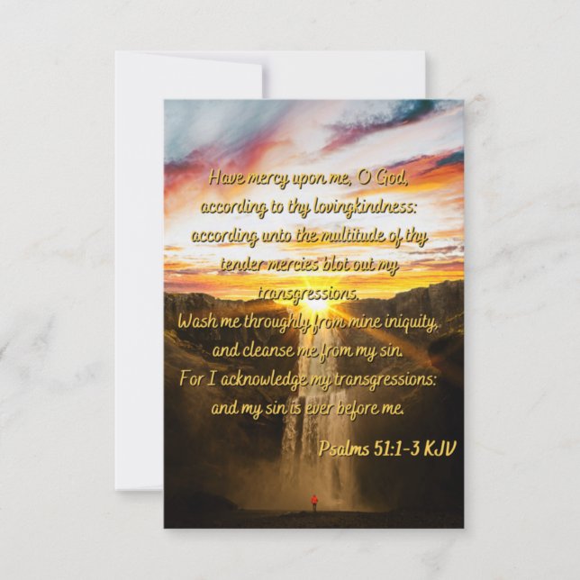Carte Psaumes 51:1-3 Bible Verse Écriture Écriture Flat  (Devant)