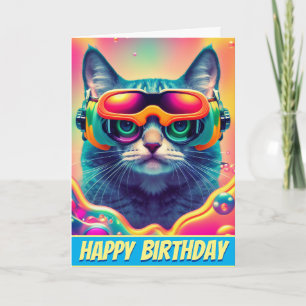 Carte Psychédélique cool Chat Kitty