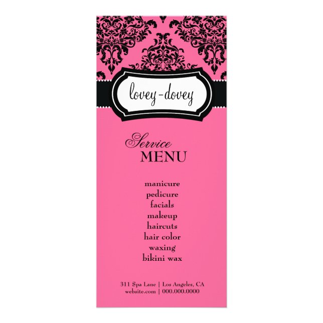 Carte Publicitaire 311 Lovey Dovey Damask Rack Card Peony rose (Devant)