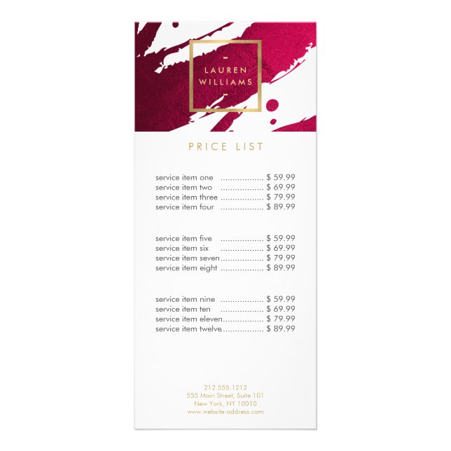 Carte Publicitaire Abstraite rubis rouge brosse (Devant)