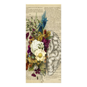 Carte Publicitaire affiche d'anatomie du cerveau floral médical