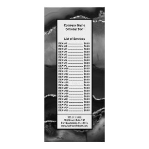 Carte Publicitaire Agate Marbrée Noire Fausse Paillettes Argentées Él