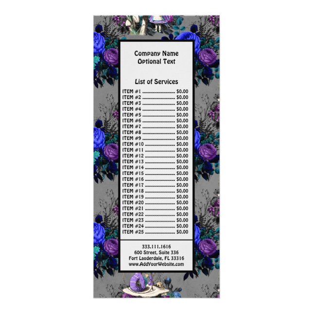 Carte Publicitaire Alice au pays des merveilles Fleurs de la chenille (Devant)