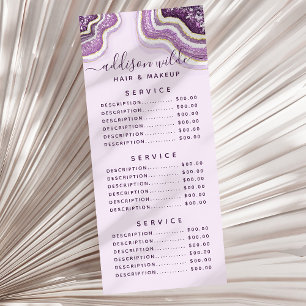 Carte Publicitaire Améthyste Violet Paillettes Agate Géode Luxe Chic