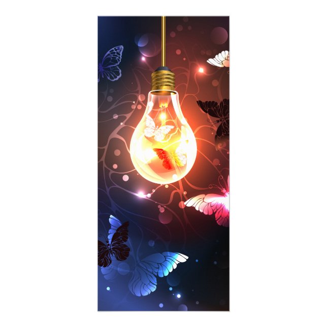 Carte Publicitaire Ampoule lumineuse avec papillons nocturnes (Devant)