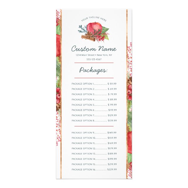 Carte Publicitaire Apple Cinnamon automne ou hiver Tarif personnalisé (Devant)