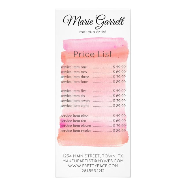 Carte Publicitaire Aquarelle rose moderne pointe (Devant)