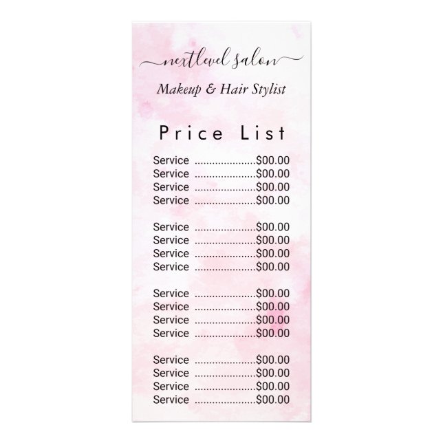 Carte Publicitaire Aquarelle rose Salon de beauté (Devant)