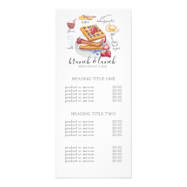 Carte Publicitaire Aquarelle Waffle logo restaurant recette Business (Devant)