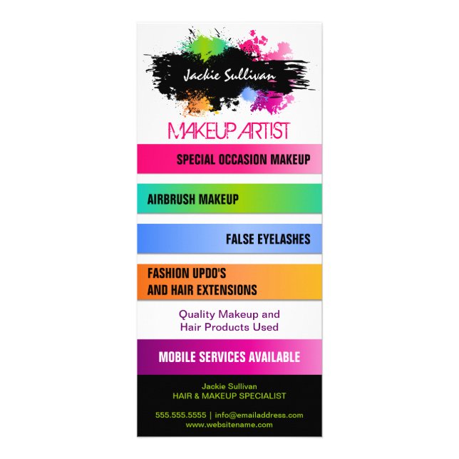 Carte Publicitaire Artiste de maquillage de couleur (Devant)