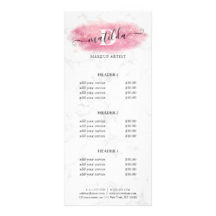 Carte Publicitaire Artiste de maquillage en marbre parties scintillan