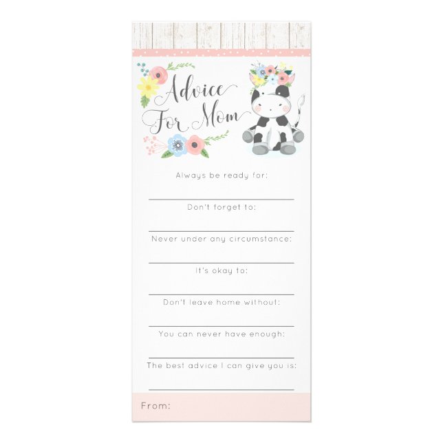 Carte Publicitaire Baby shower de vache Conseil jeu Russe Floral Calf (Devant)