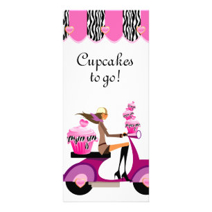 Carte Publicitaire Bakery Cupcake Scooter Pink Zebra
