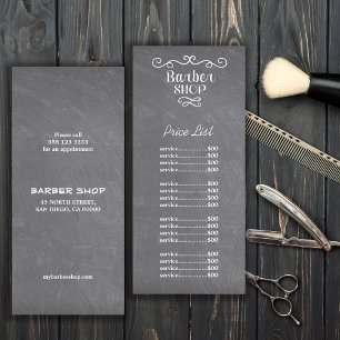 Carte Publicitaire Barbier en damier vintage magasin tourbillons blan