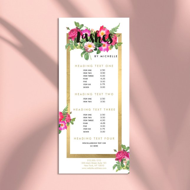Carte Publicitaire Beauté Florales Lash Extensions Blanc (Créateur téléchargé)