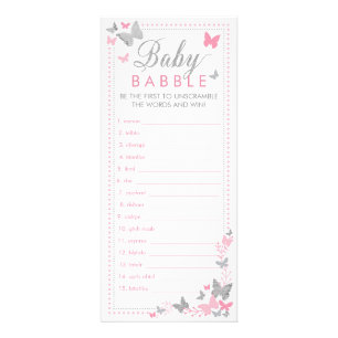 Carte Publicitaire Bébé Bébé Mot Scramble Jeu, Papillons