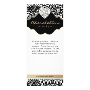 Carte Publicitaire Bijoux Damask Beige Floral Salon Spa
