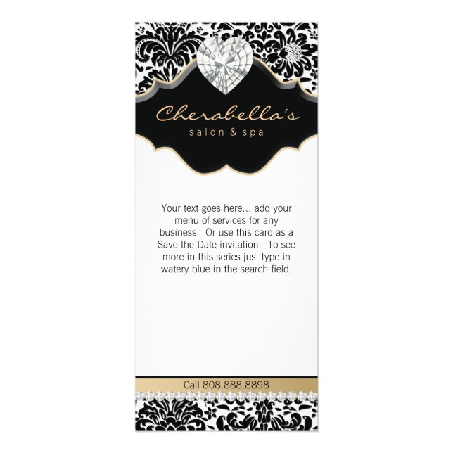 Carte Publicitaire Bijoux Damask Beige Floral Salon Spa (Devant)