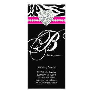 Carte Publicitaire Bijoux Zebra Beauty Salon Spa Rack Card rose