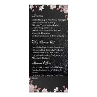 Carte Publicitaire Black Beautician Promotion Services Pink Floral  