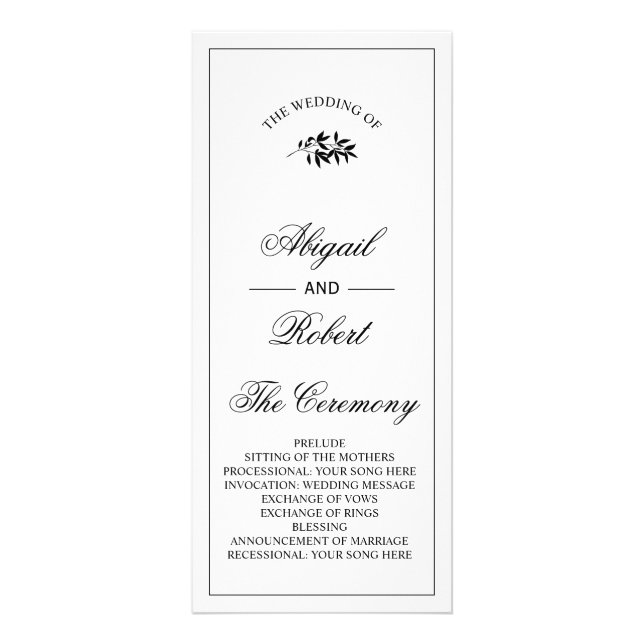 Carte Publicitaire Black branch Old Money wedding program (Devant)